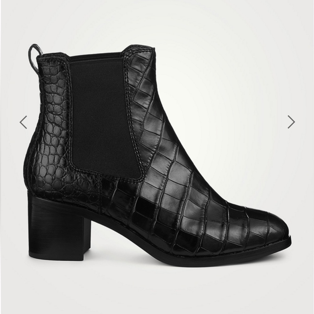 NEW Rag & Bone Black Croc-Embossed Leather Ankle Boots - Picture 2 of 10